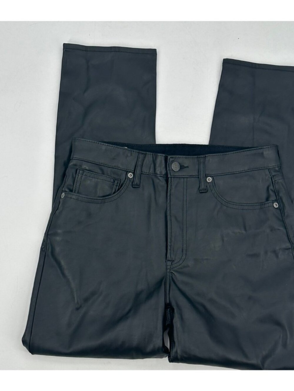 Gap Women Vintage Slim High Rise Black Faux Leather Pleather Pants 28/6 5-Pocke